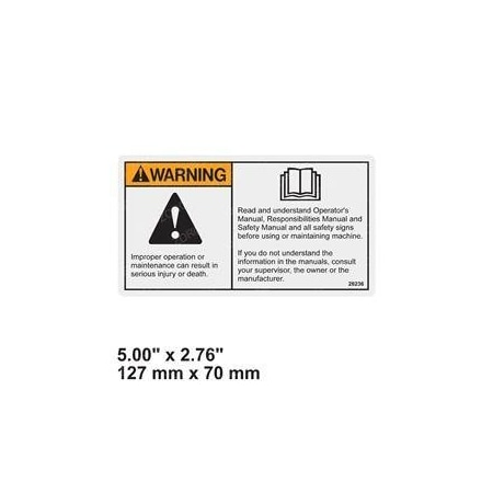 Jlg REPLACEMENT DECAL, WARN FAILURE READ 28236