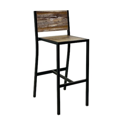 Bfm Seating Chester Barstool - Farm House Relic Seat & Back - Steel Frame - Sand Black 102BFHR-SB