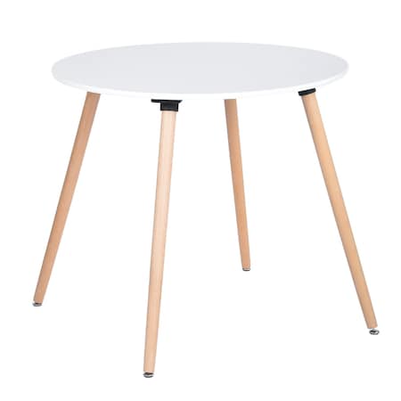 Homeroots 32" White and Natural Wood Round Top Dining Table 568204