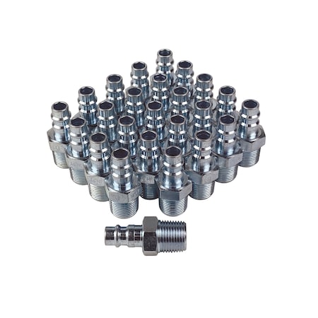 Primefit 1/4in Hi Flow V-Series Air Quick Connect Plug x 3/8in Male NPT Threads, 25PK HP1438MS-B25-P