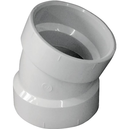 Canplas Pipe Elbow, 2 in, Hub, 22.5 deg Angle, PVC, White 192552