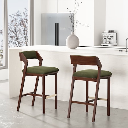 Manhattan Comfort Patricia Barstool in Turtle Green - Set of 2 2-BS026-GR