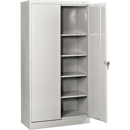 Tennsco Shelving Storage Cabinet, 72 in H, 36 in W, Swing, Keyed, Light Gray, 4 Shelves, 0 Drawers 7224LGY