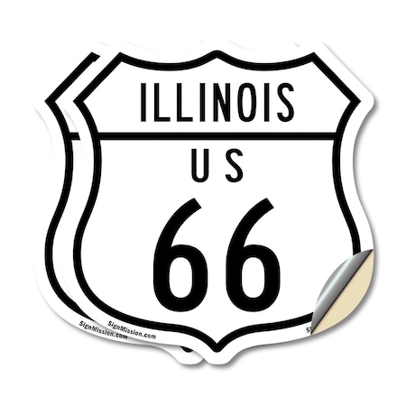 Signmission Illinois Route Marker Shield Sign Us 66, 4 inch X 4 inch, Vinyl Decal, 2PK SHI-D-2PACK-4-382