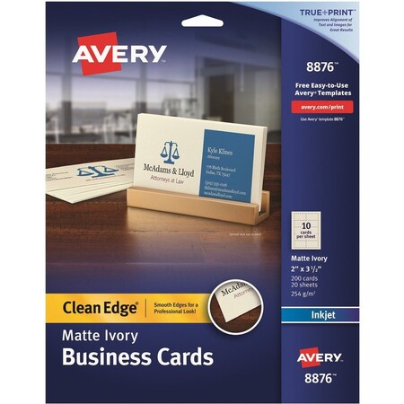 Avery Clean Edge Business Cards, True P, PK200 8876