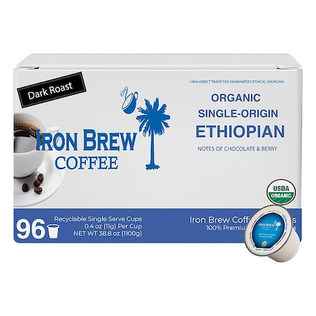 Iron Brew Coffee, Dark Roast, Single Serve Cup, Caffeinated, Ground, 3.5 lb, 96 PK EKCDR