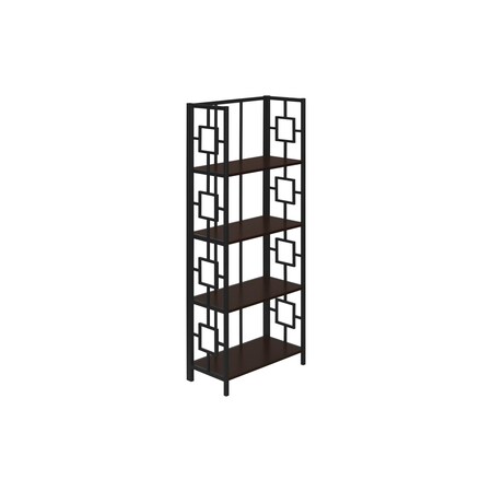 Homeroots 62" Espresso Metal Geometric Bookcase 376531