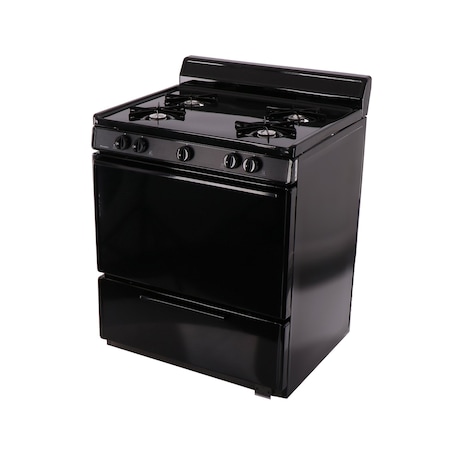 Premier Gas Range, Battery Ignition, Four 9100 BTU Burners, 30 inW x 40 inH x 26 inD, 3.91 cu. Ft., Black 805747