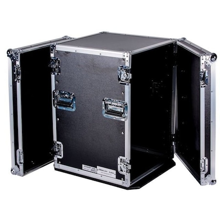 Deejay Led Fly Drive Case 16u Space Professional DJ Amplifier Case - 21-Inch Body Depth with Wheels TBH16UAD21W