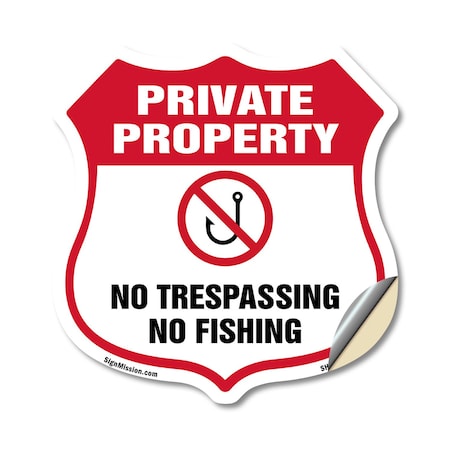 Signmission Private Property Shield Sign No Trespass, 12 Inch X 12 Inch, Vinyl Decal SHI-D-12-447