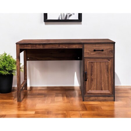 Homeroots 47" Walnut Wood Writing Desk 568264