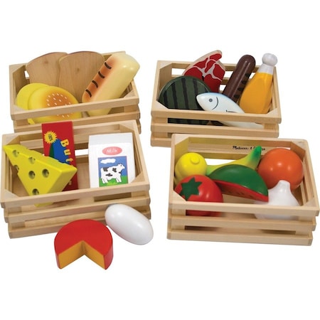 Melissa & Doug Food Groups - Wooden Play Food in Crates 271