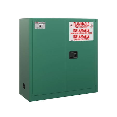 Fireking 30 Gal, Flammable Safety Cabinet, Auto-Close, Green SC30-AC-G