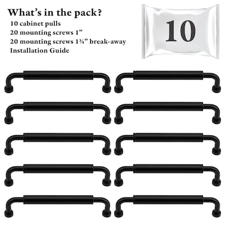 Designperfect 5 1/16'' Center-to-Center Barrel Pull, 10PK DPA10T964BLK