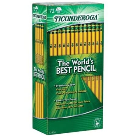 Dixon Ticonderoga TICONDEROGA PENCIL, W/ ERASER, NO 2 MED, Y DIX33904