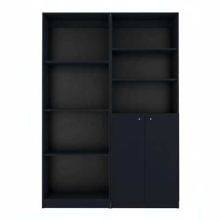 Homeroots Set of Two 71" Black Bookcase With Two Doors 546336