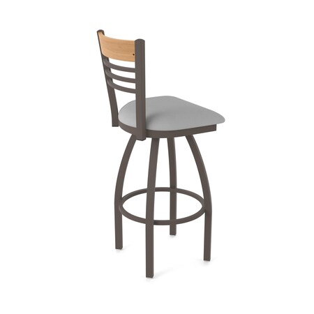 Holland Bar Stool Co Eleanor 36in Swivel Extra Tall Bar Stool, Bronze Finish, Medium Back and Canter Folkstone Grey Seat 880