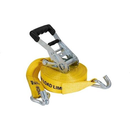 Backseat 5483000 30 ft. Ratchet Strap with J Hooks, Yellow BA3566623