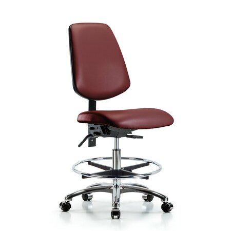 Blue Ridge Ergonomics Vinyl Chair Chrome, Med Bench, Med Back, Tilt, Foot Ring, Casters, Borscht BR-VMBCH-MB-CR-T1-A0-CF-CC-8815