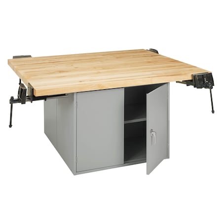 Diversified Spaces Work Bench With Vise, 64" W, 33-1/4" Height WB2-4V