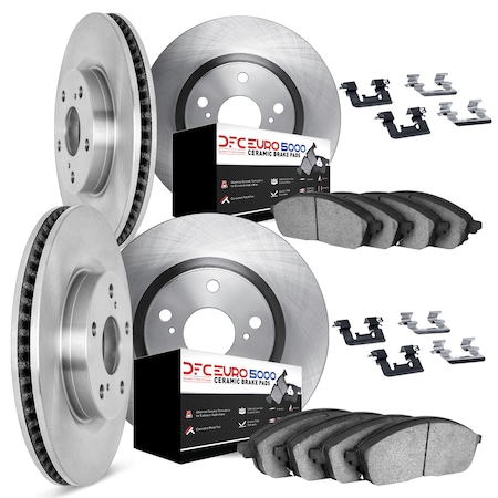 Dynamic Friction Co DFC Rotors with EURO 5000 Ceramic Brake Pads includes Hardware 6614-63050