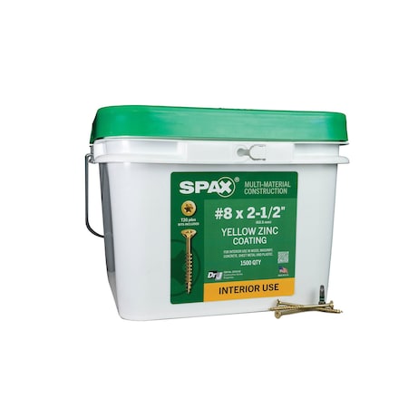 Spax #8 x 2-1/2 in Interior Wood Screws Construction Flat Head T-Star Plus Bulk Pail, 1500PK 3191020400600