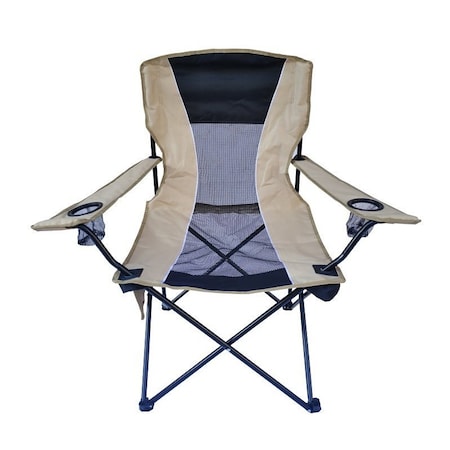 Seasonal Trends Oversize Back Netting Folding Chair with Side Bag and Cup Holder, 22 in D, 250 lb Capacity FS587N
