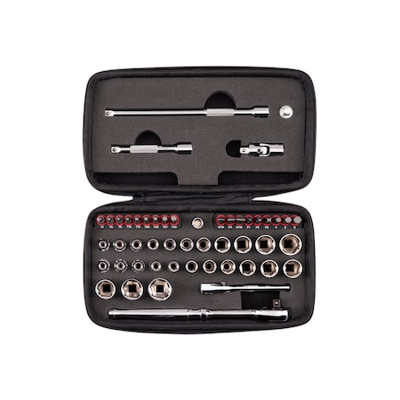 Tekton 1/4 Inch Drive Small Engine Repair Kit with Quick-Release Ratchet and Case (50-Piece) SKT07902