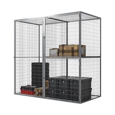 Folding Guard Bulk Storage Locker Starter, 48 in W, 61 in D, 93 in H, 1 Shelves, 2 Doors TS2-4861SKB3