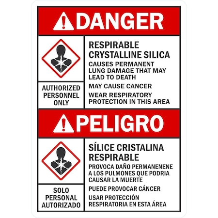 Lyle Silica Warn Sign, Bilingual, Plastic, 10x14 LCU1-2040- NP_10X14