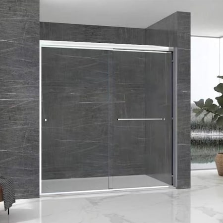 Fab Glass And Mirror Economy Semi Frameless Double Sliding Shower Door 44in. -48in. W x 62-3/8in. H Clear Tempere SHSO48X62CH