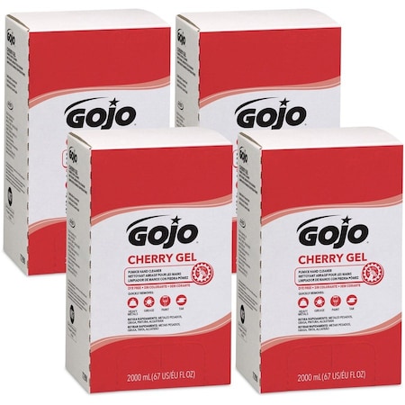 Gojo Hand Cleaner, Cherry Gel Series, Gel, 2,000 mL, Includes Grit, Cherry, 4 PK 7290-04