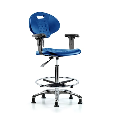 Blue Ridge Ergonomics Clean Room Chair, Adjustable Arms BR-CLR-TPHBCH-CR-A1-CF-RG-BLU