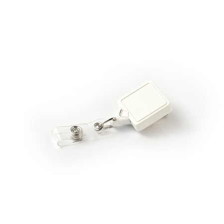 Key-Bak Square MINI-BAK, White, Swivel Clip , ID Badge Strap, 25PK 0066-S06-25