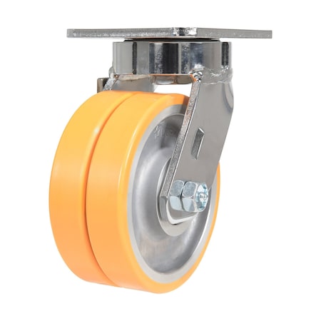 Vestil Sirius Polyurethane Dual Swivel Caster 5 In. Diameter x 2 In. Width 1200 lb Orange/Gray CST-FXE-5X2DSI-S