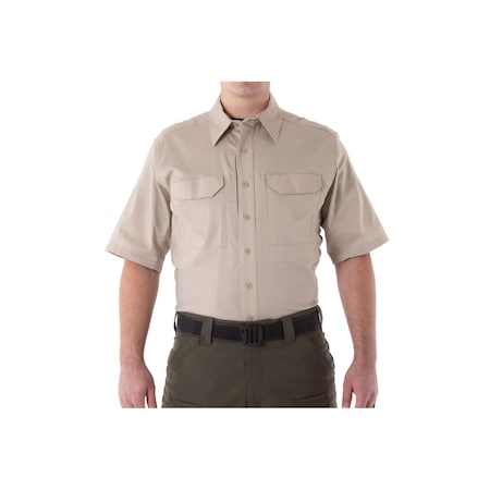 First Tactical Short Sleeve Shirt, 35% Cotton, 65% Polyester, Button, 2 Pocket(s), Khaki, 4XL 112007