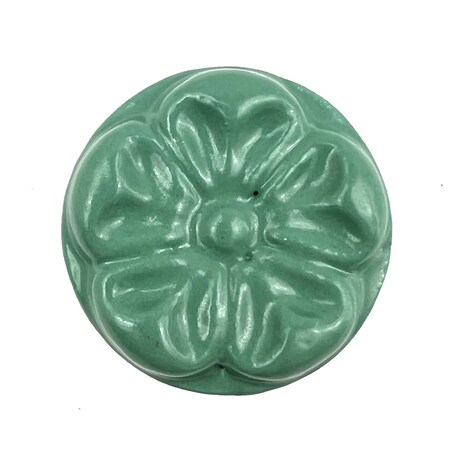 Homeroots Set of Six Green Mushroom Knob Floral Ceramic Drawer Pull Knobs, 6PK 635758