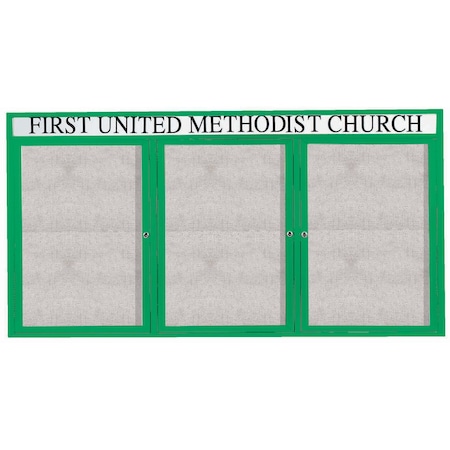 Aarco Outdoor Enclosed Bulletin Board w/ Al Frame Header, Powder Coated Green, Neutral 36''Hx72''W ODCC3672-3RHG