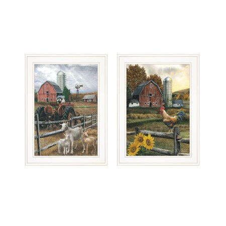 Homeroots Set Of Two Farm Life White Framed Print Wall Art, 2PK 407959