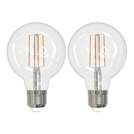 Bulbrite 60-Watt Equivalent G25 Clear Dimmable Edison LED Light Bulb Soft White, 2PK 861928