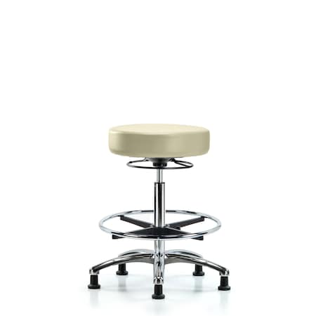 Blue Ridge Ergonomics Bench Stool, Hi, Chrm, Vinyl, CF, Glid, Wht BR-VHBSO-CR-CF-RG-8501