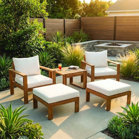 Deko Living 5 Piece Sofa Set with LED Solar Unit, Cream, Seats 2 COP30020