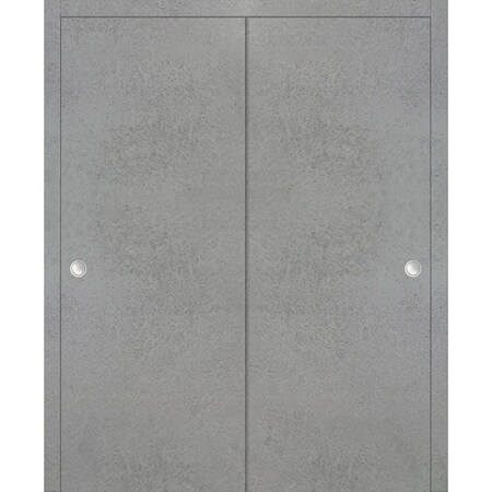 Sartodoors Sliding Closet Bypass 84x96" Planum 0010 Concrete Top Mount Rails Moldings Trims Hardware Set Wood PLANUM0010DBD-BTN-8496