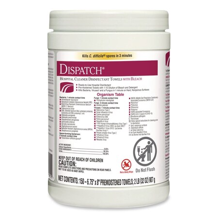Clorox Dispatch Cleaner Disinfectant Towels, 6 3/4 x 8, 150/Can CLO 69150