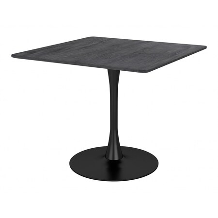 Homeroots 35" Black Square Steel Pedestal Base Dining Table 386247