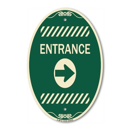 Signmission Flex Post Entrance with Right Arrow Decal Onl, 12 In X 18 In Architectural, Heavy Gauge Aluminum A-OV-G-1218-23959