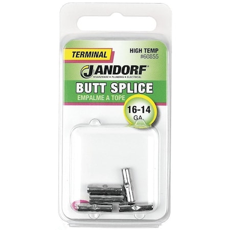 Jandorf Butt Splice Connector, 16 to 14 AWG Wire, 5PK 60855