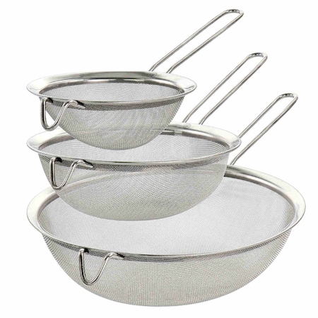 Martha Stewart 3 Piece Stainless Steel Frying Strainer Set in Silver 97387.03