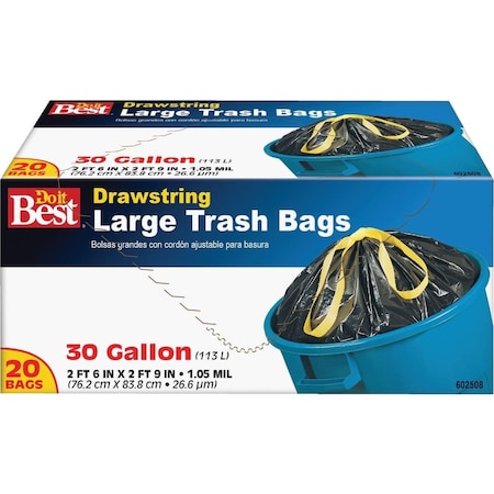 All-Source 30 Gal. Large Black Trash Bag, 20PK 602508