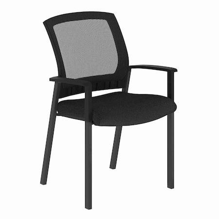 Flash Furniture HERCULES Commercial Black Mesh Stackable Side Chair with Arms and Powder Coated Black Steel Frame HL-0010W-BK-GG
